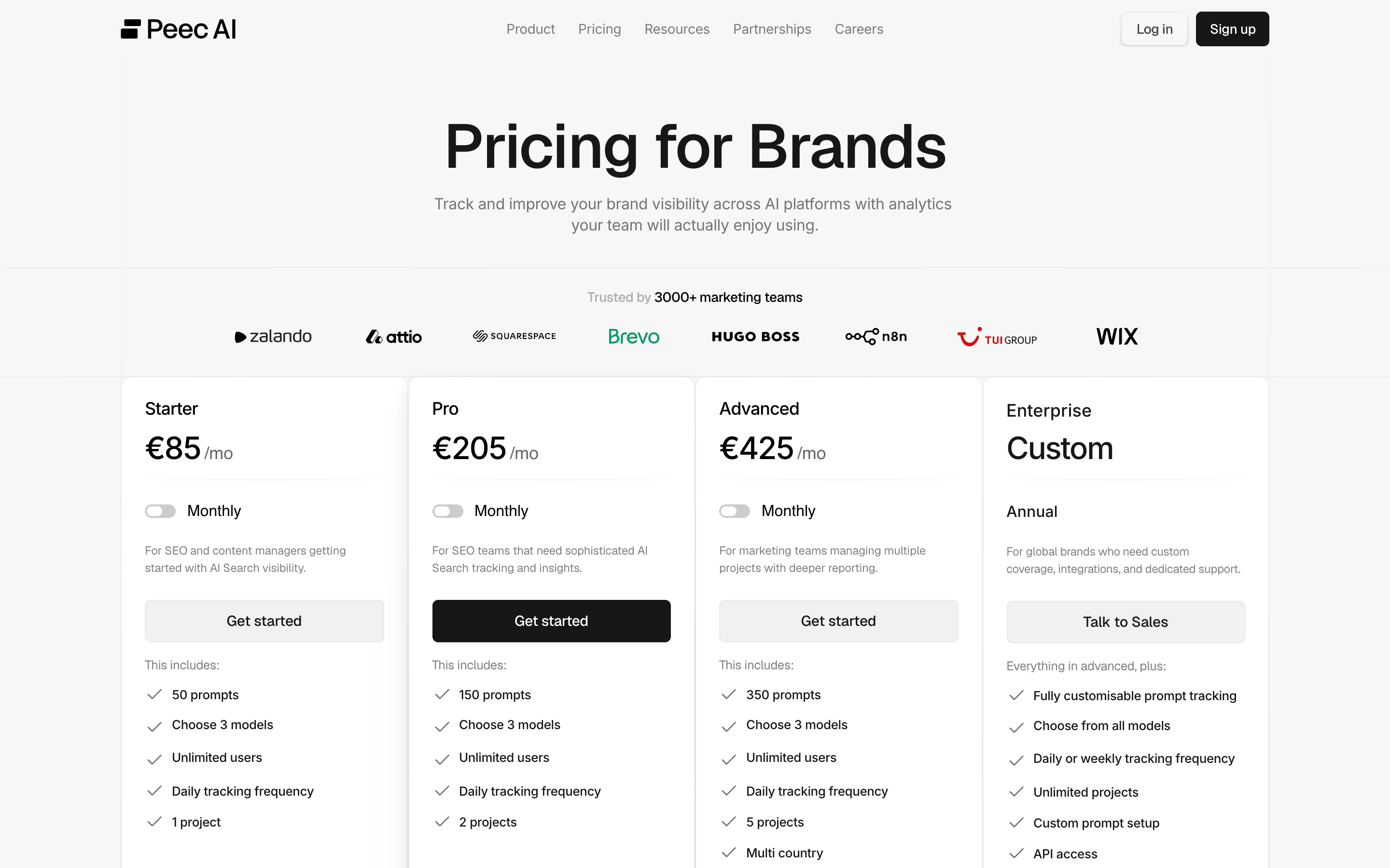 Pricing: choose 3 models per plan, per-model add-ons